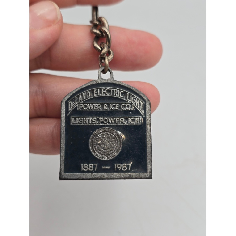 Florida Power Corp Keychain OS Silver Excellent 1887-1987 Centennial Fob